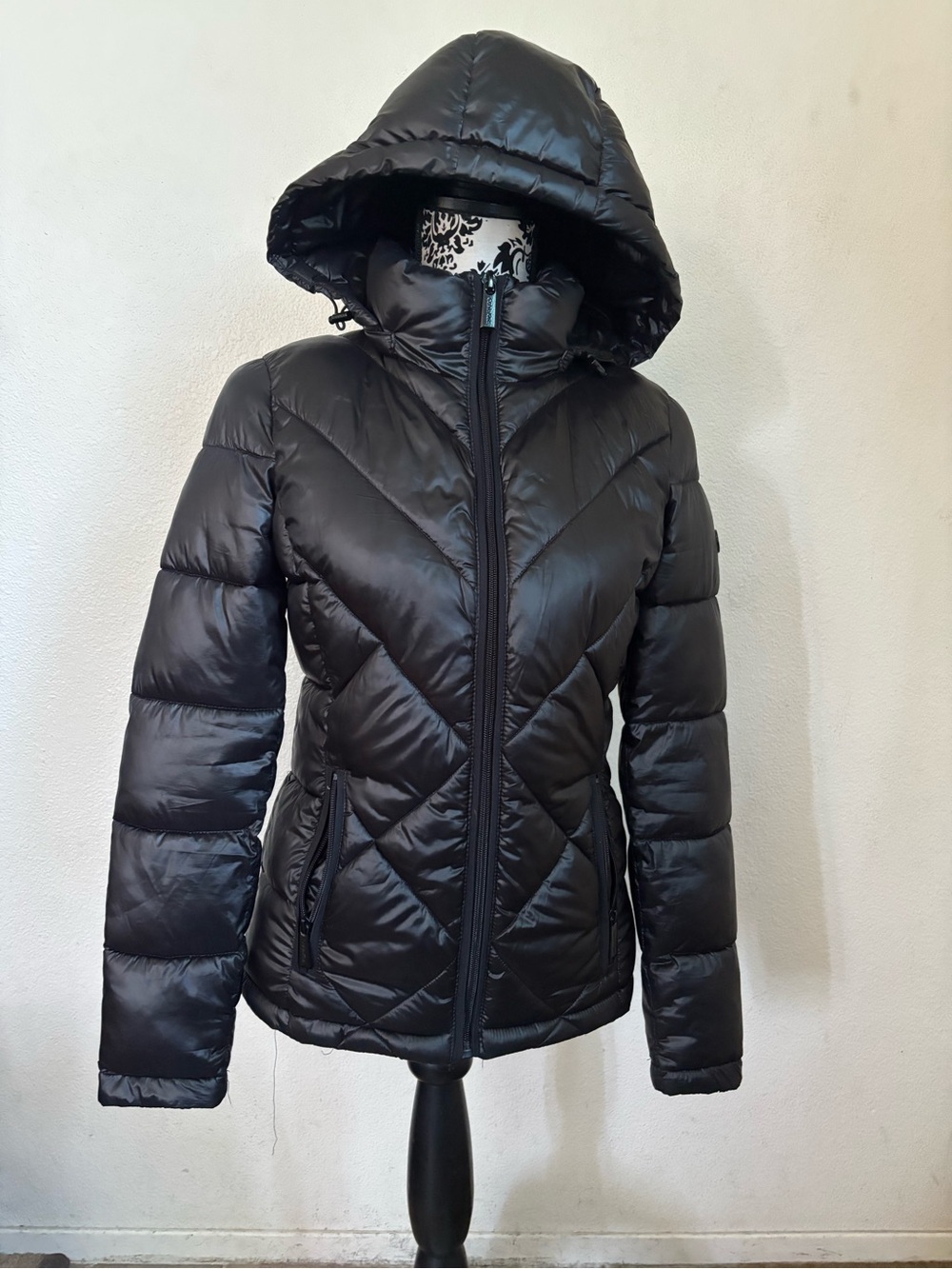 Calvin Klein Black Hooded Quilted Puffer Jacket